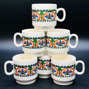 60s Pagnossin Treviso Italy Espresso Coffee Tea Cup SET of 6 Groovy Mini Mugs